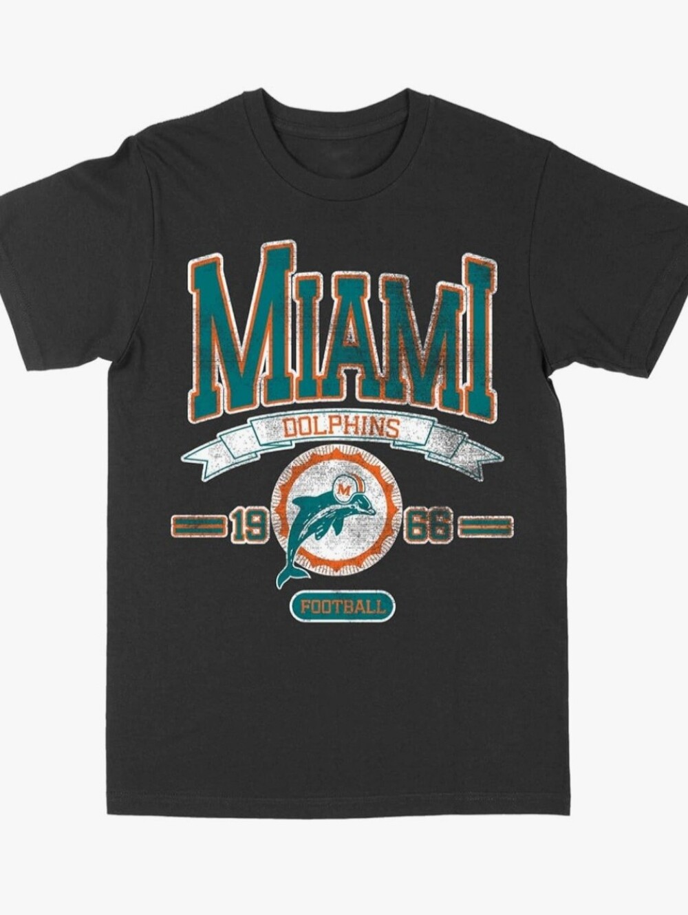 NFL Black Team Apparel Cotton TeePhilcos NFL Miami Dolphins Dolphin Banner Black